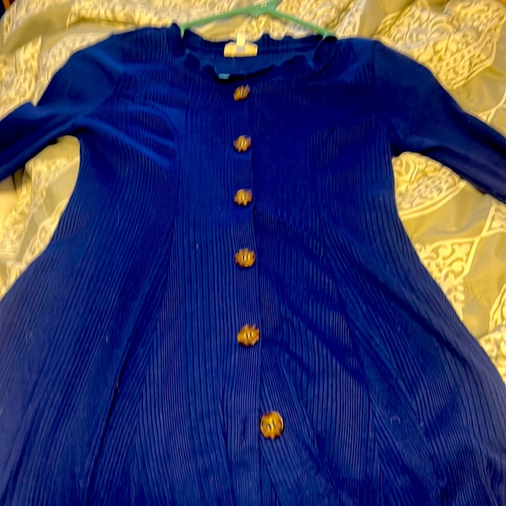 Blue dress with buttons is great for church longsleeve dress